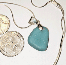 Load image into Gallery viewer, Large, Teal Sea Glass Necklace - Sterling Silver
