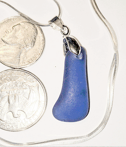 Rare Mill Blue Sea Glass Necklace - Sterling Silver