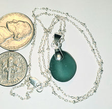 Load image into Gallery viewer, Petite Rich Teal Sea Glass Necklace - Sterling Silver
