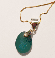 Load image into Gallery viewer, Rare! Perfect! Deep Teal-Green Sea Glass Necklace - 14 karat Gold over Sterling
