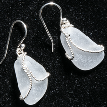 Load image into Gallery viewer, Frost-White Sea Glass Earrings with Sterling Silver Overlay
