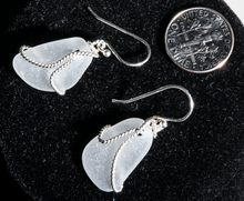 Load image into Gallery viewer, Frost-White Sea Glass Earrings with Sterling Silver Overlay
